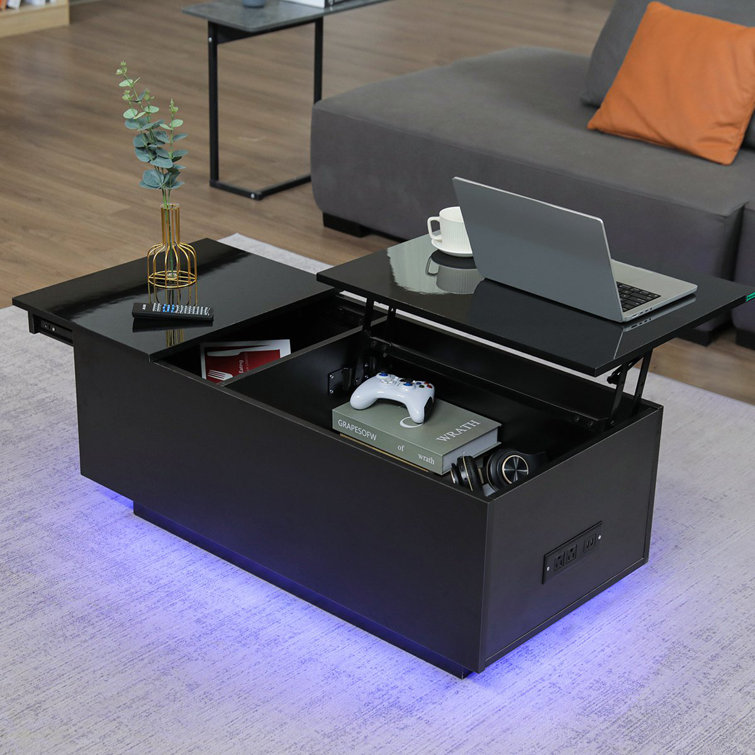 Wrought Studio Table Basse Moderne Avec Bande Lumineuse Del Rvb